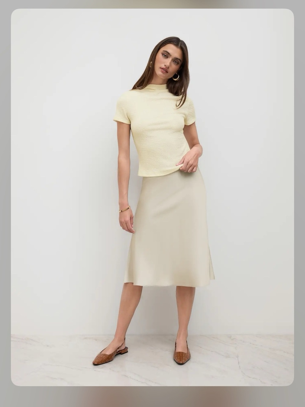 SATIN HIGH RISE RUFFLE MIDI SKIRT M WC8-42